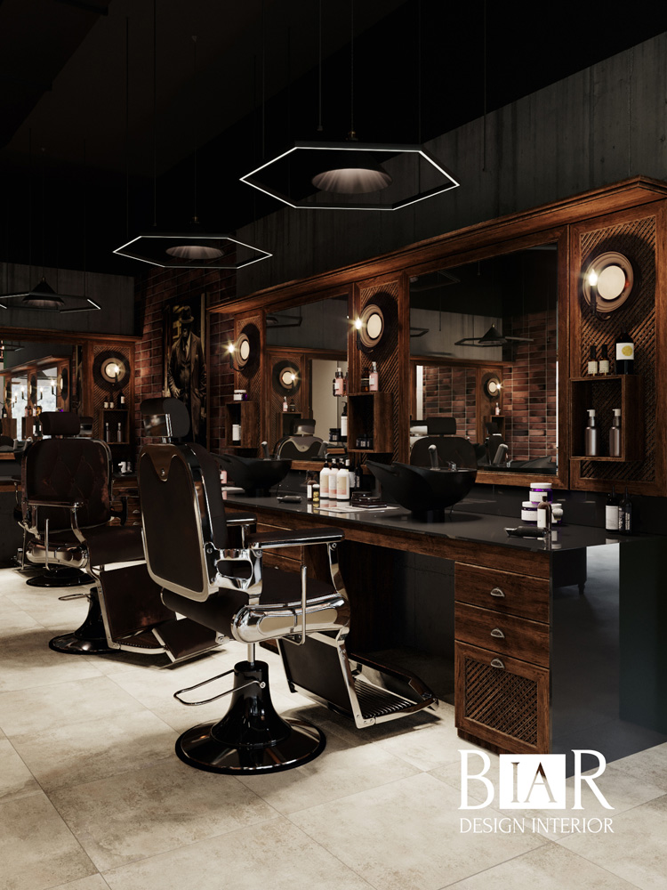 Дизайн барбершопа 160 м2 – мужская парикмахерская в Астане